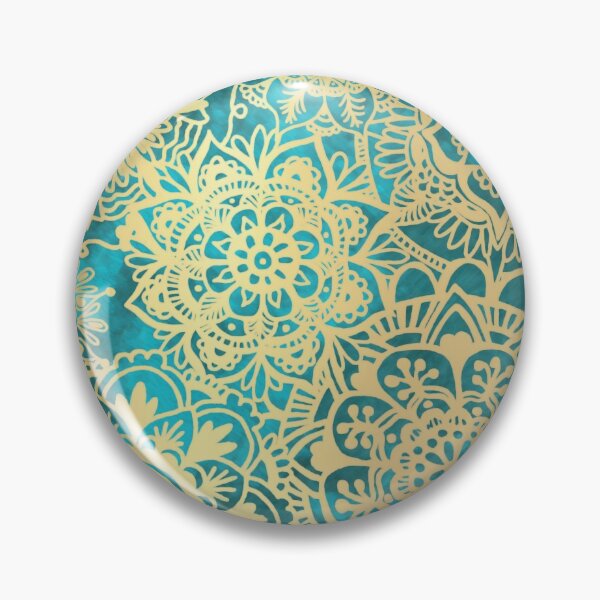 Item preview, Turquoise Blue and Gold Mandala Pattern designed and sold by Julie Erin Designs.