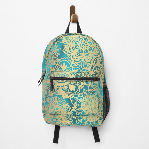 Item preview, Turquoise Blue and Gold Mandala Pattern designed and sold by Julie Erin Designs.