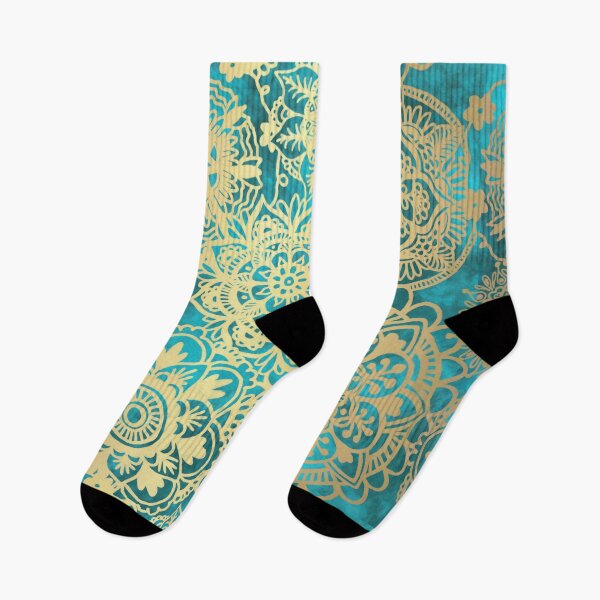 Item preview, Turquoise Blue and Gold Mandala Pattern designed and sold by Julie Erin Designs.