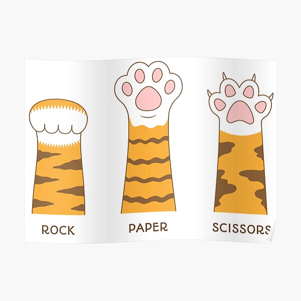 "Cute Cat Paw Rock Paper Scissors" Poster by xxzipdesignsxx Redbubble