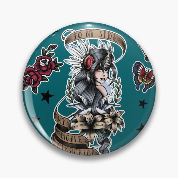 Item preview, To My Side, My Noble Einherjar - Lenneth from Valkyrie Profile in American Traditional Tattoo Portrait Style designed and sold by SamInJapan.