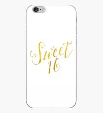 Sweet 16 Gold Faux Foil Metallic Glitter Quote Isolated on White Background iPhone Case
