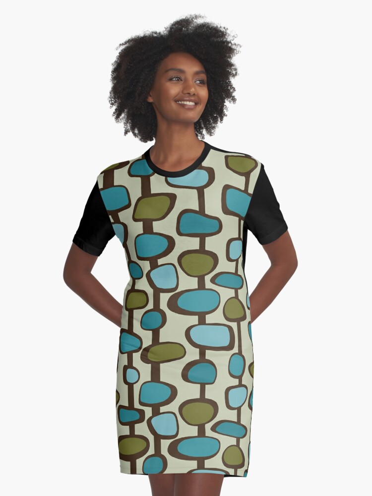 Mid Century Modern All Over Print Graphic T-Shirt Dress for Sale