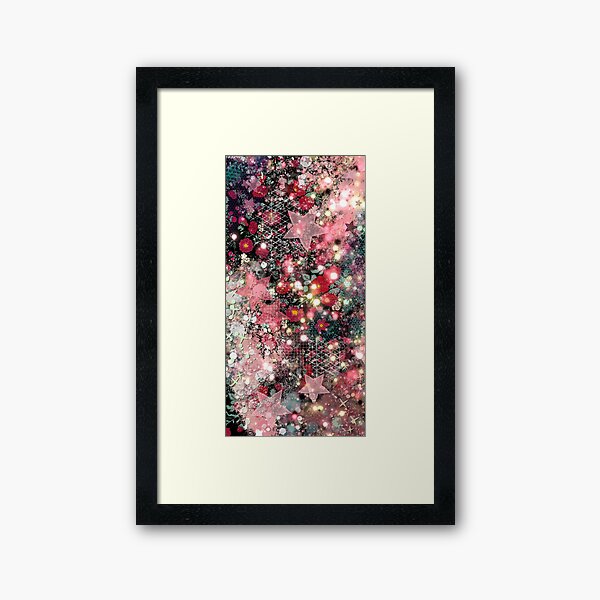 011321.5 Abstract Dark Galaxy and Roses Painting Framed Art Print