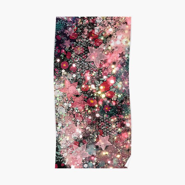011321.5 Abstract Dark Galaxy and Roses Painting  Poster