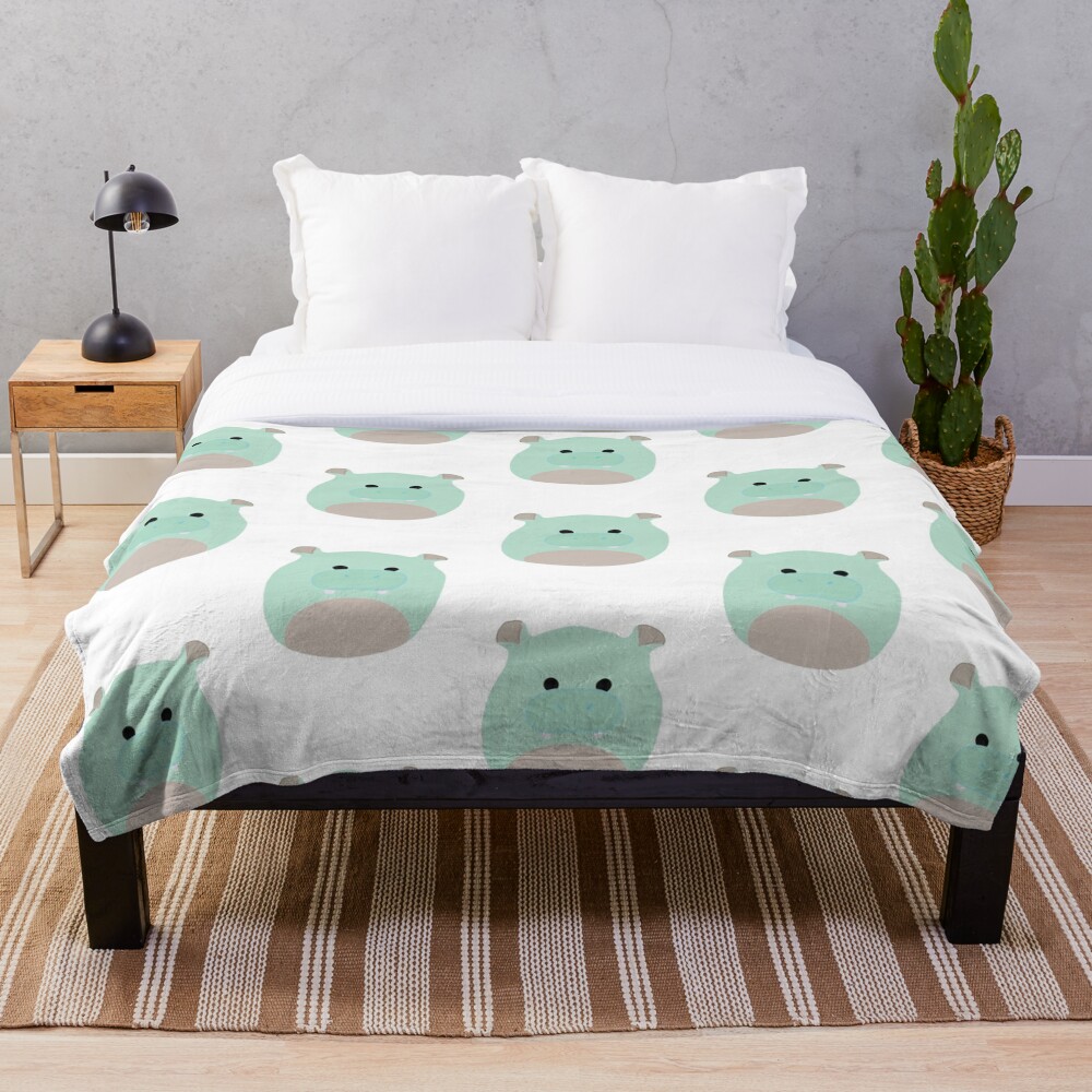 "Hank Squishmallow Hippo" Throw Blanket by blejsart | Redbubble