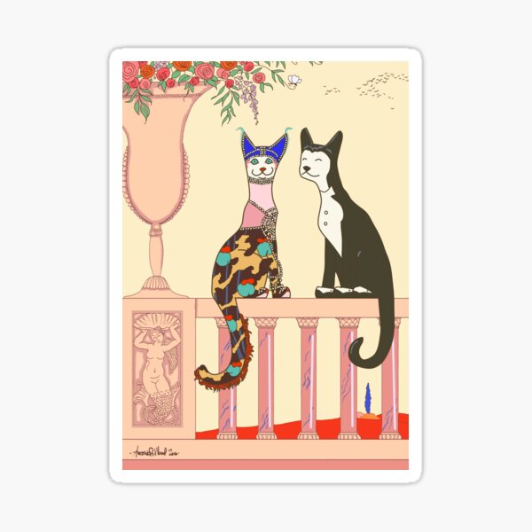 Desmond and Muriel, Art Deco Cat Sticker
