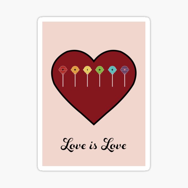 Love Is Love Pride Hearts Valentine’s Day Candy Sticker