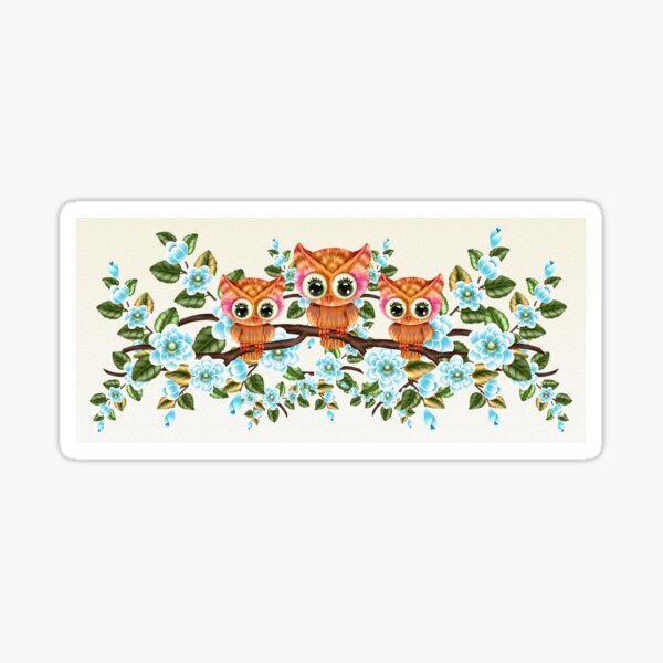 Item preview, Owls With Blue Flowers designed and sold by LoneAngel.