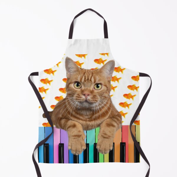 Item preview, Orange Tabby Cat Playing Rainbow Piano Keyboard Orange Goldfish designed and sold by BrokenUnicorn.