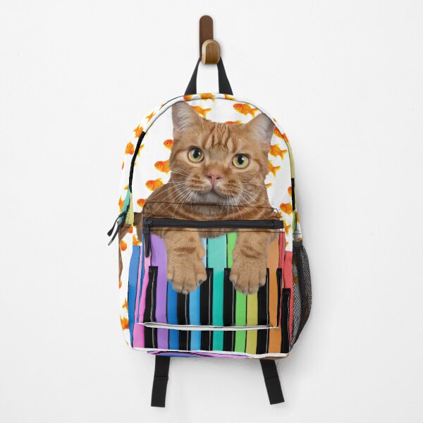 Item preview, Orange Tabby Cat Playing Rainbow Piano Keyboard Orange Goldfish designed and sold by BrokenUnicorn.