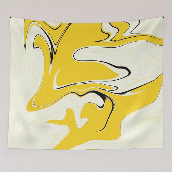 Item preview, Yellow Black White Marble Liquid Artwork designed and sold by Repayh.