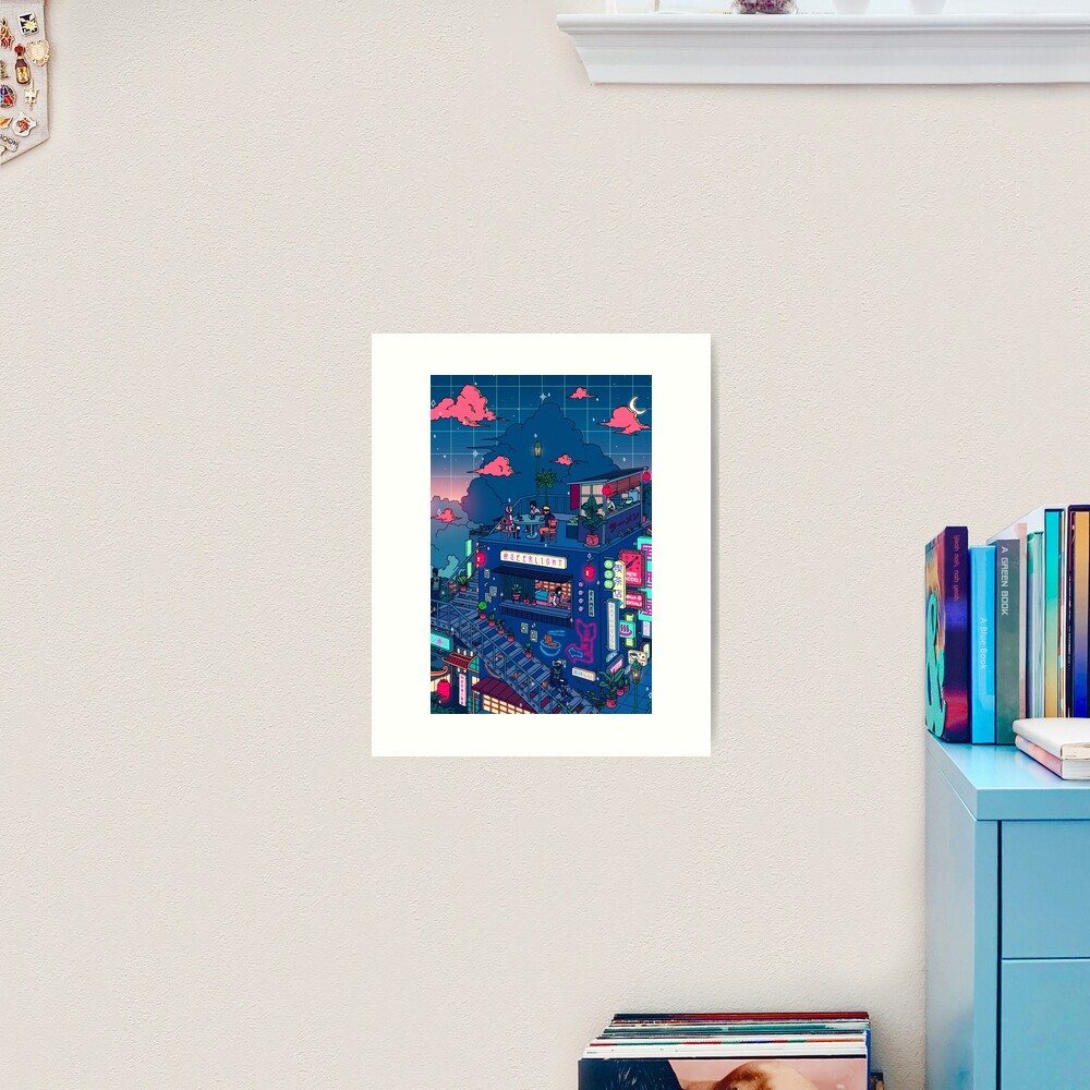 Neon Village Art Print