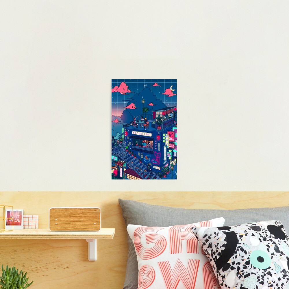 Neon Village Photographic Print