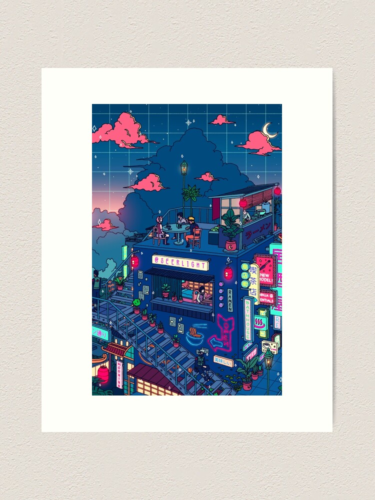 Alternate view of Neon Village Art Print