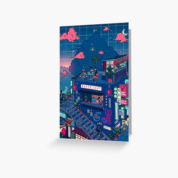 Neon Village Greeting Card