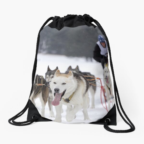 sleddog run Drawstring Bag