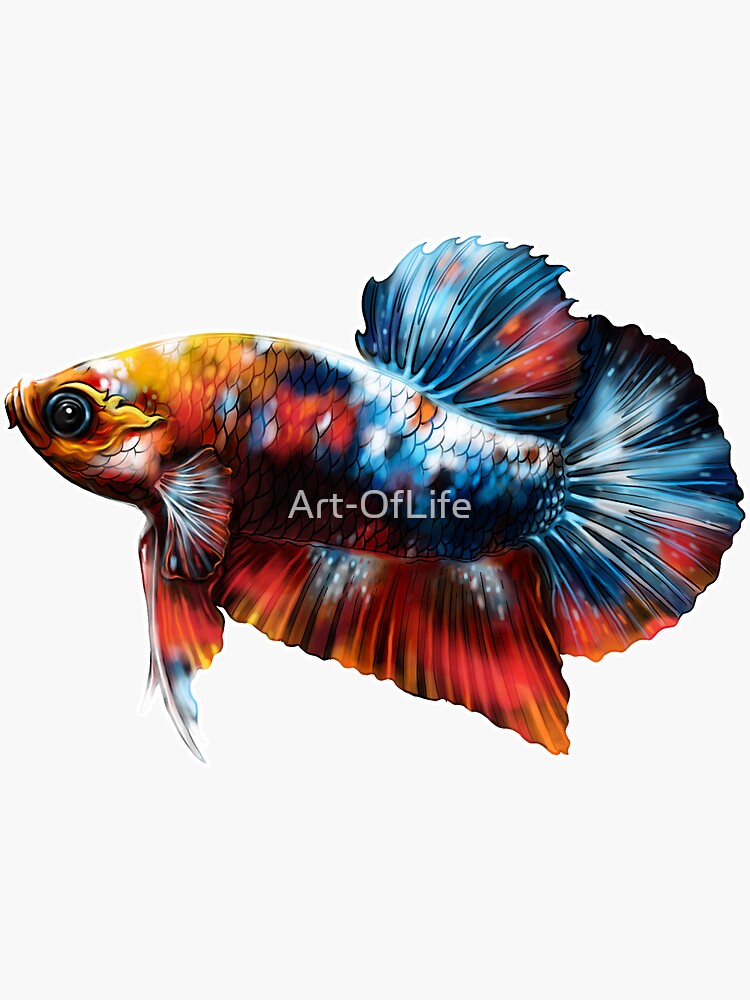 "Beautiful betta fish painting" Sticker for Sale by Art-OfLife | Redbubble