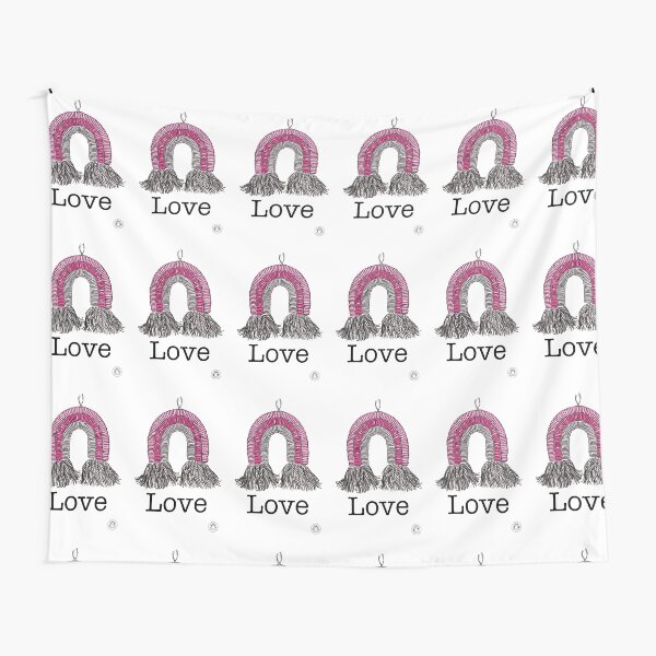 Love #2 - a Macrame Rainbow Wall Hanging Illustration - Christian Faith Based Art Tapestry