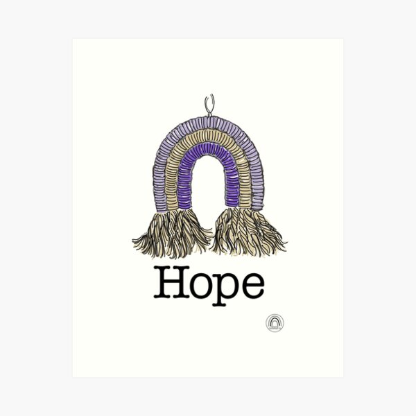 Hope #2 - a Macrame Rainbow Wall Hanging Illustration - Christian Faith Based Art Art Print