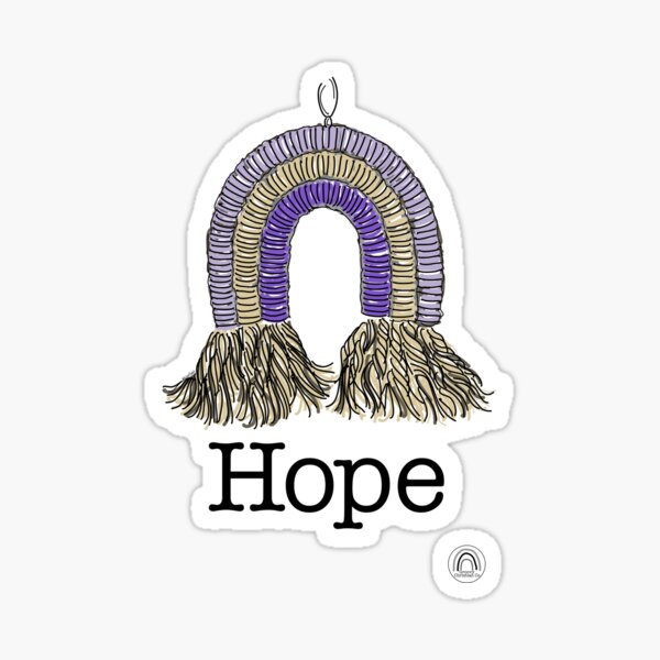 Hope #2 - a Macrame Rainbow Wall Hanging Illustration - Christian Faith Based Art Sticker