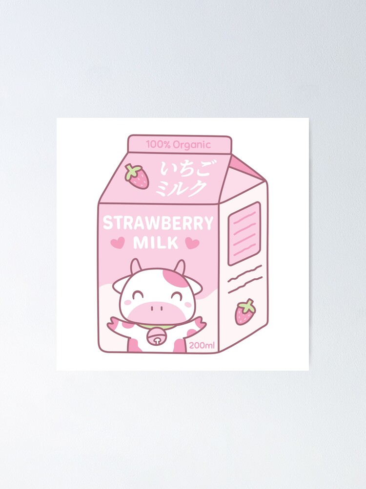 Retro Kawaii Panda with strawberry milk carton' Sticker