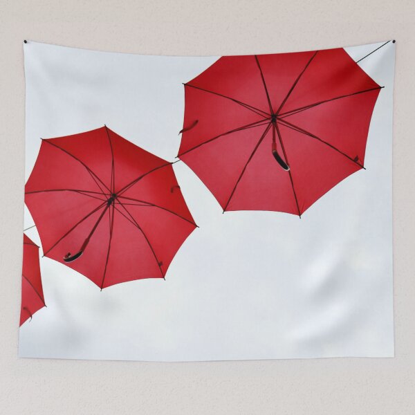 Item preview, Red umbrellas hanging in the air designed and sold by Michaelerch.