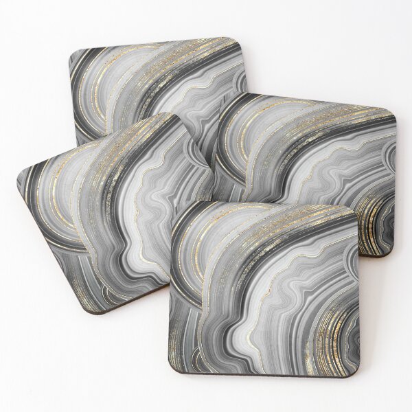 Item preview, Gold Accented Black-White Marble Agate Geode Crystal designed and sold by EscapistDecor.