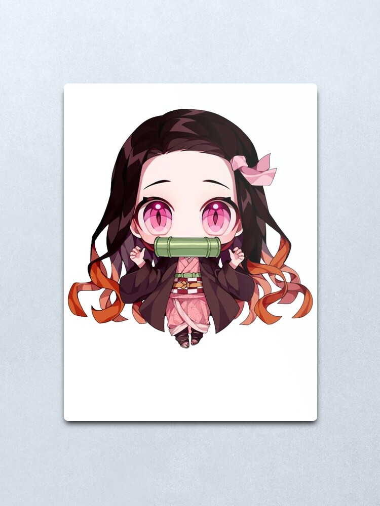 Cute Kawaii Cool Chibi Nezuko Kamado Anime Manga Demon Slayer Kimetsu No Yaiba Metal Print By Cedrek Redbubble