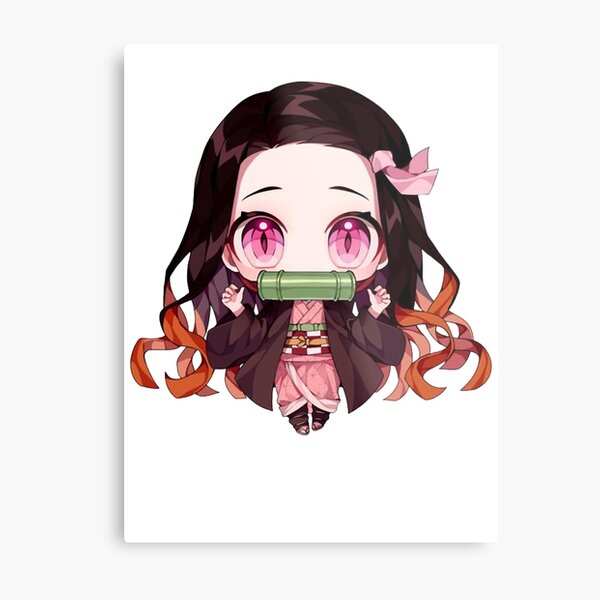 Cute Kawaii Cool Chibi Nezuko Kamado Anime Manga Demon Slayer Kimetsu No Yaiba Metal Print By Cedrek Redbubble