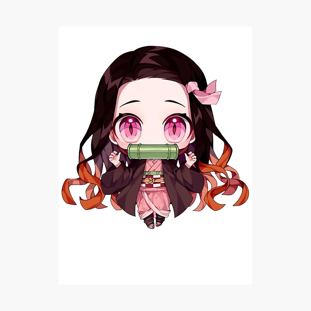 Cute Kawaii Cool Chibi Nezuko Kamado Anime Manga Demon Slayer Kimetsu No Yaiba Metal Print By Cedrek Redbubble