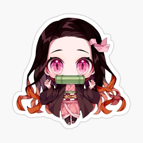 Nezuko Kamado Chibi Kimetsu No Yaiba Demon Slayer Anime Manga Girl Sticker By Lisabibbyx Redbubble