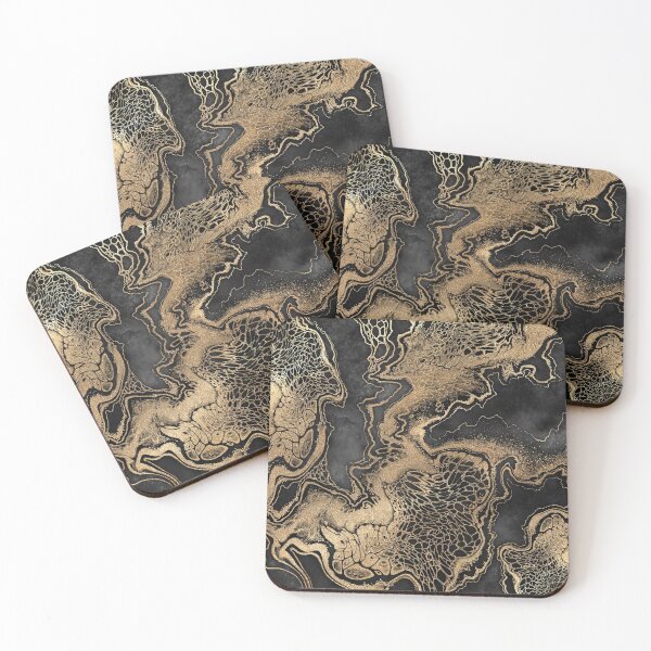 Item preview, Black Gold Abstract Snakeskin Stylized Marble Pattern  designed and sold by EscapistDecor.