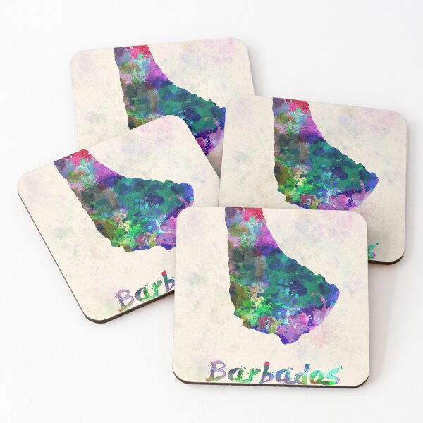 Item preview, barbados watercolor map designed and sold by paulrommer.