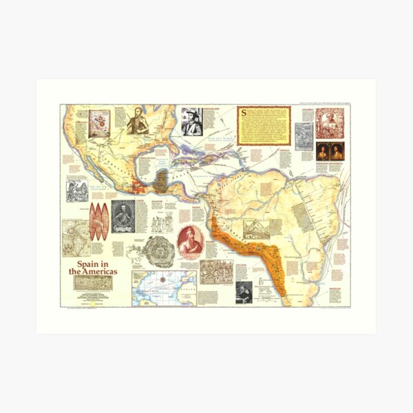 ""America 1992 / Today History Map of Spanish Colonization" Art