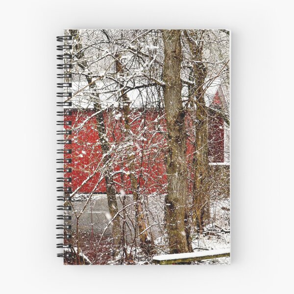 Item preview, Red Ashland Delaware Covered Bridge in the Snow designed and sold by SeaChangeDesign.