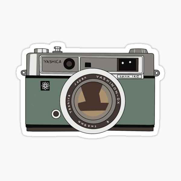 Green Vintage Camera Digital Illustration Sticker