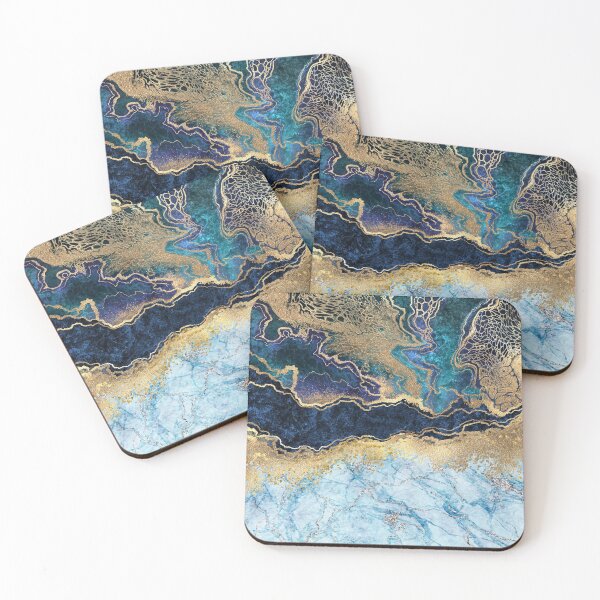 Item preview, Peacock Blue, Purple, Gold Marble Abstract Art  designed and sold by EscapistDecor.