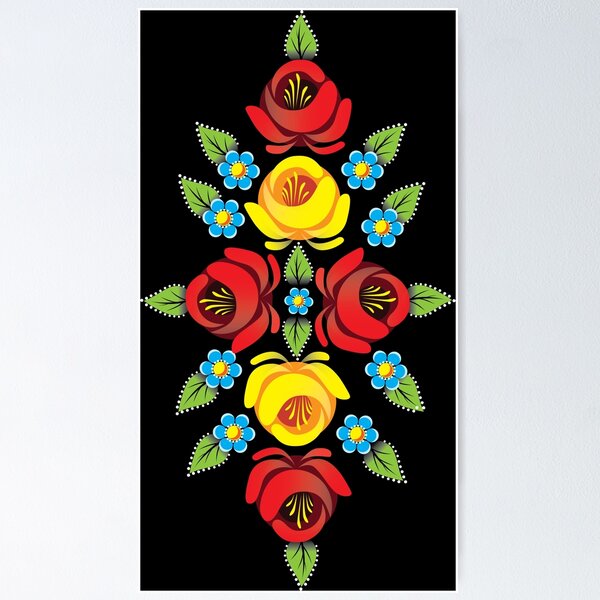 Item preview, Narrowboat Roses Traditional Canal Art Black Vertical designed and sold by Running-Duck.