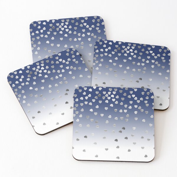 Item preview, NAVY BLUE AND FLORAL SILVER HEARTS PATTERN  designed and sold by Wahbastore.