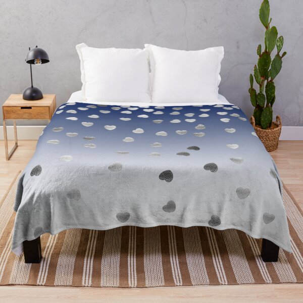Item preview, NAVY BLUE AND FLORAL SILVER HEARTS PATTERN  designed and sold by Wahbastore.