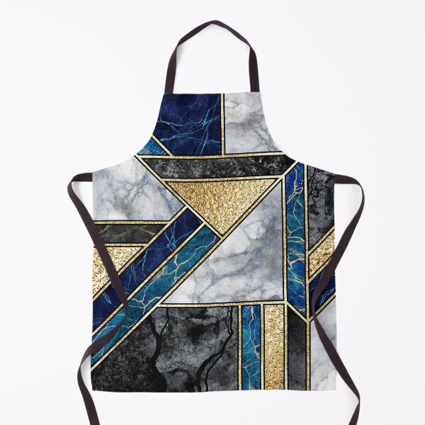 Item preview, Blue, Black, Ivory, Gold Geometric Panel Abstract Marble Art designed and sold by EscapistDecor.