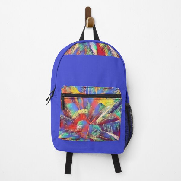 Item preview, Photo of a palm tree in close up with rainbow colors edited with blue designed and sold by Pelikancrazy.
