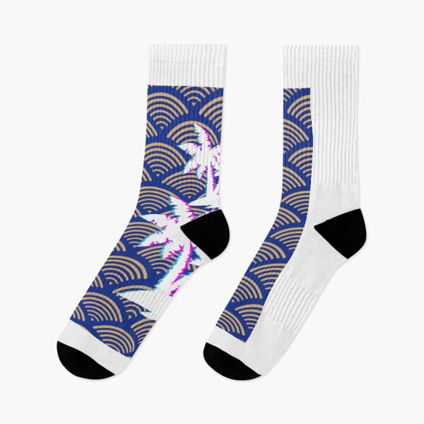 Item preview, Japanese Ocean Wave Palm Tree Pattern Design SEIGAIHA blue designed and sold by fredgarden8.
