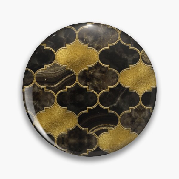 Item preview, Moroccan trellis Black Marble and Gold designed and sold by k9printart.