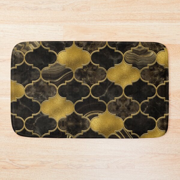 Item preview, Moroccan trellis Black Marble and Gold designed and sold by k9printart.