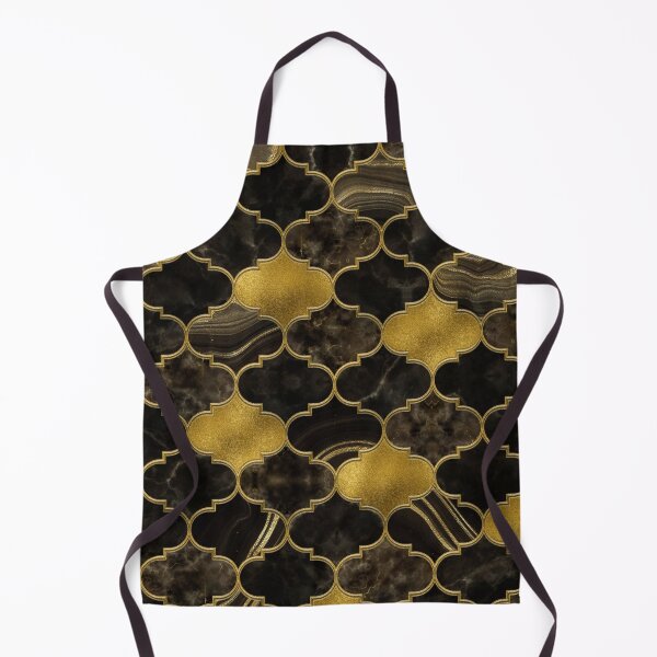Item preview, Moroccan trellis Black Marble and Gold designed and sold by k9printart.
