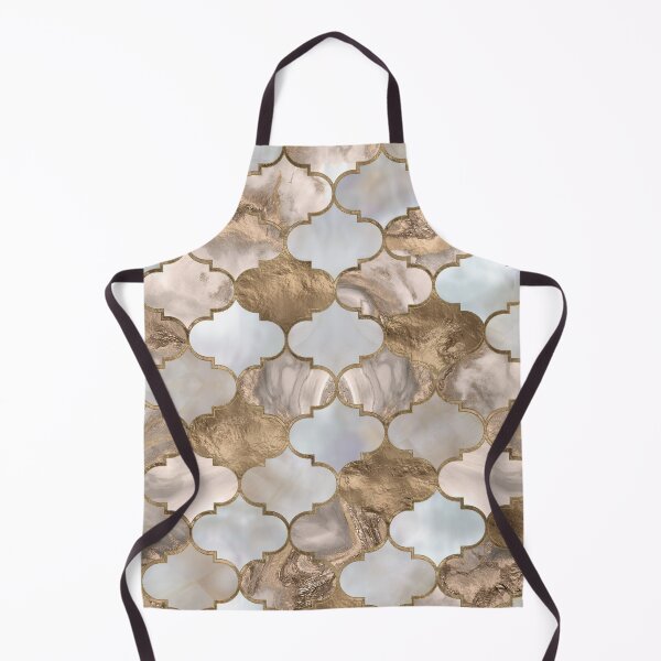 Item preview, Moroccan trellis White marble and gold designed and sold by k9printart.