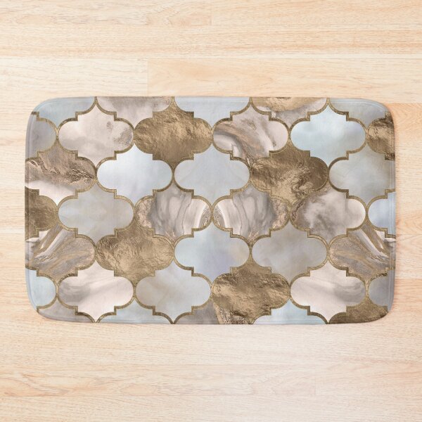 Item preview, Moroccan trellis White marble and gold designed and sold by k9printart.