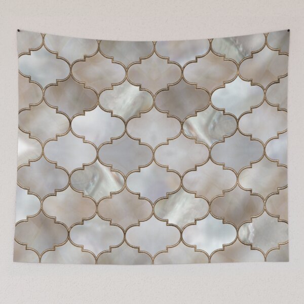 Item preview, Moroccan trellis Pearl and Gold designed and sold by k9printart.